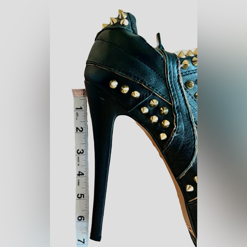 ZigiGirl NYC SpyGlass Leather 3” Platform Lace-Up Studded 7” Stilettos Sz 8.5 - Picture 10 of 10